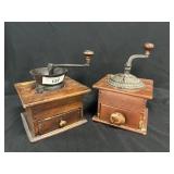 2 Antique Dovetailed Table Top Coffee Grinders