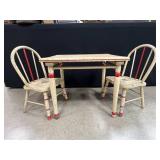 Painted Child's Wood Table & Chairs