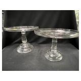 2 Antique Pressed Glass Cake Stands