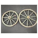 2 Windsor Green Wood Wagon Wheels