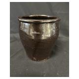 Stamped F.H. Cowden Brown Glaze Stoneware Crock