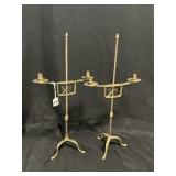 Pair of Reproduction Brass and Iron Candlesticks