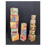 2 Stacks Vintage Children's Stacking Blocks