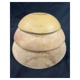 Graduated Stack of Wood Mixing Bowls.