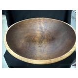 Large Antique Turned Wood Bowl