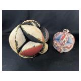 2 Antique Fabric Puzzle Balls