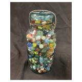 Large Atlas Canning Jar Filled w/ Glass Marbles