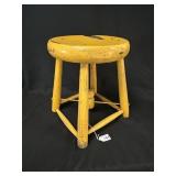 Antique Small Mustard Painted Wood Stool