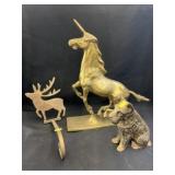 Brass Unicorn with Hanger and Scottie Dog