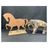 Door Stop and Cast Metal Elephant