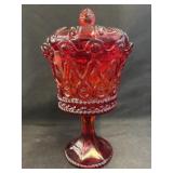 Art Glass Covered Compote