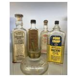 Vintage Sewing Machine and Oil Bottles