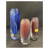 (3) Art Glass Vases
