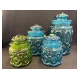 (4) Moon and Star Glass Canisters