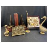 Bookends with Brass Figurines