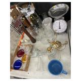 Kitchen Scale, Wooden Spools, Lamp Lenses