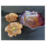 (3) Pieces of Carnival Glass
