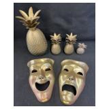 Brass Pineapple Canisters with Masks