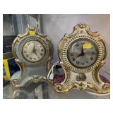 (2) Porcelain Electric Shelf Clocks