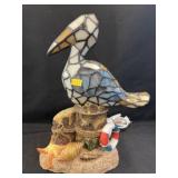 Slag Glass Lighted Pelican