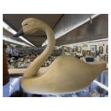 Unsigned Carved Wood Swan