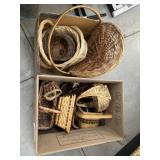 (2) Boxes of Wicker Woven Baskets