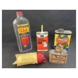 Oil Tins, Bottle and Bicycle Light