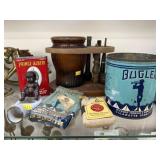 Vintage PIpe Stand, Tobacco Pouches and Tin