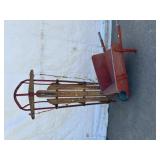 Runner Sled & Wooden Wheelbarrow
