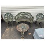 4 Piece Cast Iron Floral Decorated Set