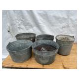 5 Galvanized Pails