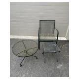 Patio Arm Chair w/ 2 Unmatched Tables
