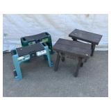 2 Wooden Benches & 2 Garden Stools