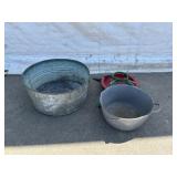 Galvanized Tub, Enamel Pale & Christmas Tree