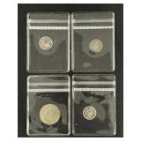 (4) Pcs.- Seated Liberty Quarter and Half Dimes