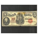 1907 $5 Wood Chopper Note