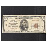 1929 $5 Williamsport (PA) National Bank Note