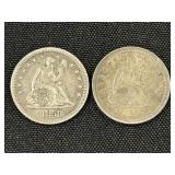 1858 and 1862 Seated Liberty Quarters