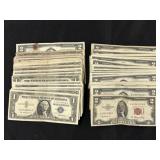 $67 in Red Seal $2 and $1 Silver Certificates,