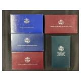 (5) Commemorative Silver Dollars