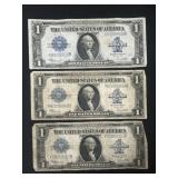 (3) 1923 $1 Silver Certificates