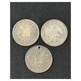 (3) Mexican 8 Reales- 1 with Applied Hole