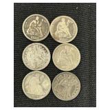 (6) Seated Liberty Dimes