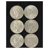 (6) Peace Dollars
