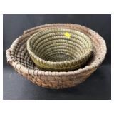 (2) Rye Straw Woven Bowls
