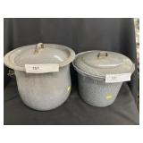 (2) Gray Agateware Pails