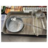 Gray Agate Utensil Rack with Utensils and Pan
