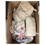 (2) Boxes of Sugar and Feed Bags, Home Decor