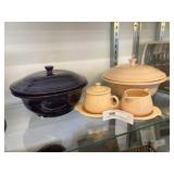 Fiestaware Covered Dishes with Sugar & Creamer