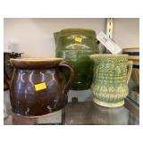 (3) Stoneware Pitchers